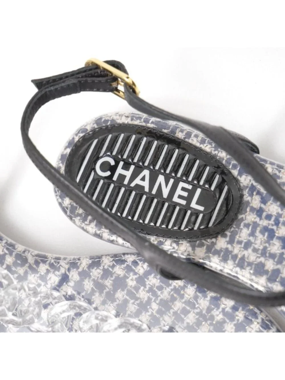 Chanel Sandals 36 10c CC Logo CC Ankle Strap Chain Thong